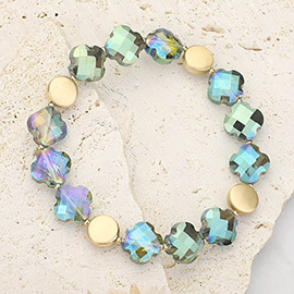 Faceted Quatrefoil Beaded Stretch Bracelet