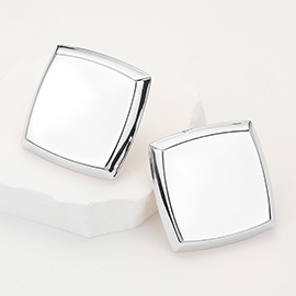 Metal Square Clip On Earrings