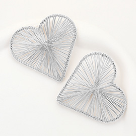 Oversized Metal Wired Heart Earrings