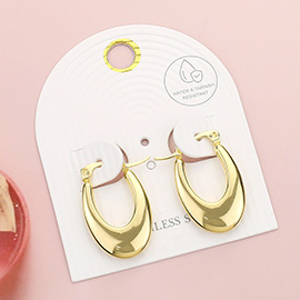 Stainless Steel Oval Hoop Pin Catch Earrings