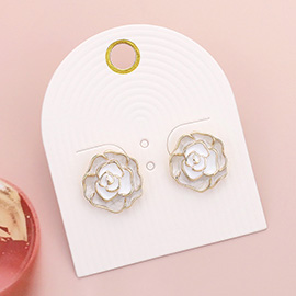 Enamel Rose Stud Earrings