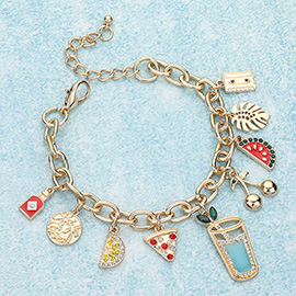 Enamel Food Charm Station Bracelet