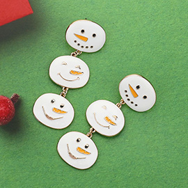 Enamel Christmas Snowman Link Dropdown Earrings