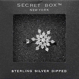 SECRET BOX_Sterling Silver Dipped Snowflake Adjustable Spinning Ring