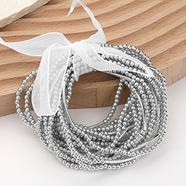 20PCS - Metal Ball Beaded Stretch Multi Layered Bracelets