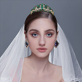 Teardrop Oval Stone Cluster Embellished Princess Tiara