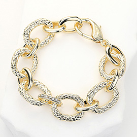 Rhinestone Embellished Open Metal Oval Link Bracelet