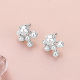 Pearl Cluster Stud Earrings