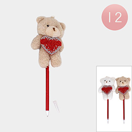 12PCS - Valentine Teddy Bear Ball Pens