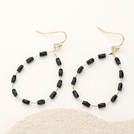 Faceted Beaded Open Teardrop Dangle Earrings