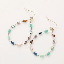 Faceted Beaded Open Teardrop Dangle Earrings