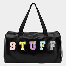 STUFF Message Metallic Top Handle Duffle Bag / Crossbody Bag