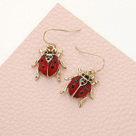 Enamel Ladybug Dangle Earrings