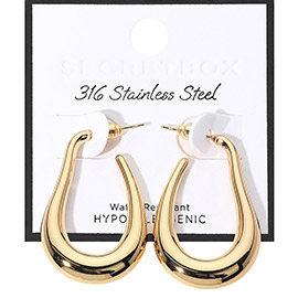 SECRET BOX_Stainless Steel Hypoallergenic Teardrop Hoop Earrings