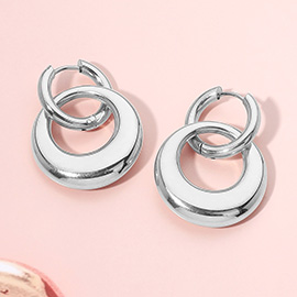 Stainless Steel Hoop Link Huggie Earrings