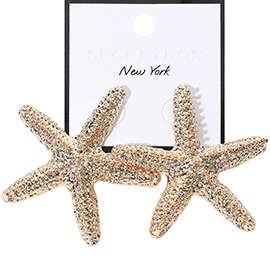 SECRET BOX_Oversized Textured Metal Starfish Earrings