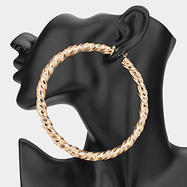 Oversized Twisted Metal Hoop Pin Catch Earrings