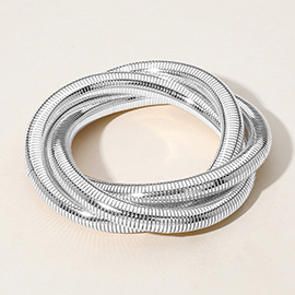 Ribbed Metal Twisted Stretch Bangle Bracelet