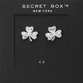 SECRET BOX_CZ Clover Stud Earrings