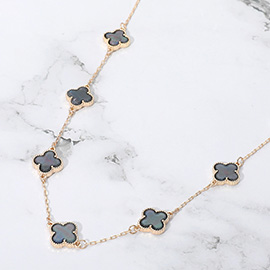 Quatrefoil Stone Station Necklace