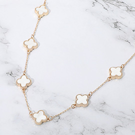 Quatrefoil Stone Station Necklace