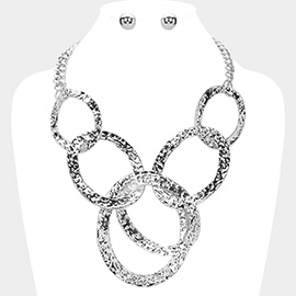 Textured Oval Link Statement Necklace