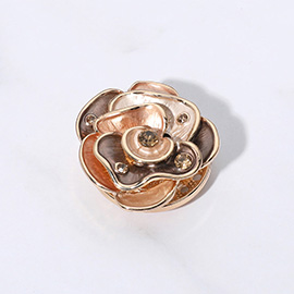 Colored Metal Stone Embellished Rose Magnetic Brooch