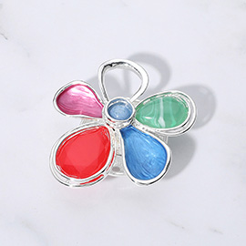 Enamel Stone Flower Magnetic Brooch