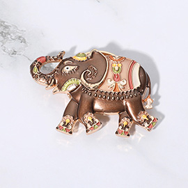 Colored Metal Elephant Magnetic Brooch