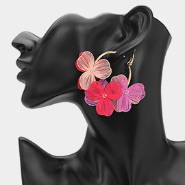 Triple Cutout Flower Hoop Earrings