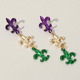 Triple Fleur de Lis Link Dropdown Earrings