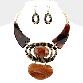 Abstract Leopard Celluloid Acetate Statement Necklace