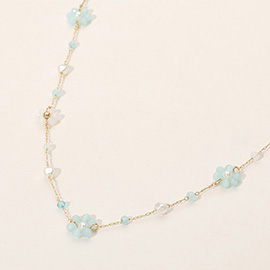 Flower Faceted Beaded Choker Necklace