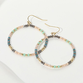 Faceted Beaded Open Ring Dangle Earrings