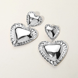 Double Metal Heart Dangle Earrings