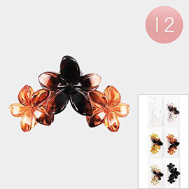 12PCS - Acrylic Triple Flower Hair Claw Clips