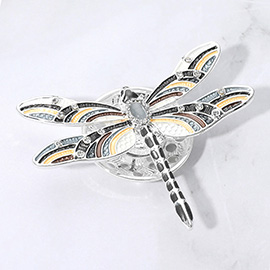 Stone Embellished Dragonfly Magnetic Brooch