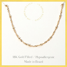 18K Gold Filled Hypoallergenic Twist Chain Necklace