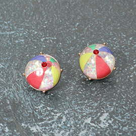 Confetti Glittered Beach Ball Stud Earrings