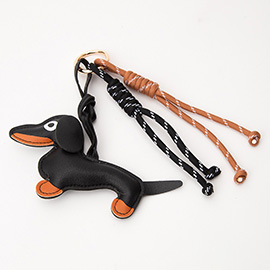 Faux Leather Dog Key Chain / Bag Charm