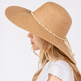 Braided Pearl Band Wide Floppy Sun Hat