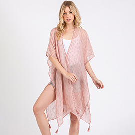 Colored Stitch Trip Tassel Kimono Poncho