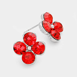 Genuine Crystal Clover Stud Earrings