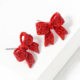 Pave bow stud earrings