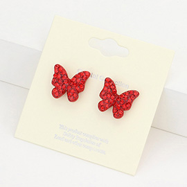 Rhinestone Pave Butterfly Stud Earrings