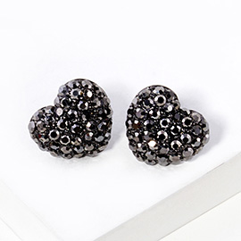 Crystal Pave Heart Stud Earrings