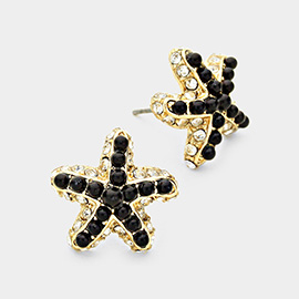 Crystal & bead starfish stud earrings