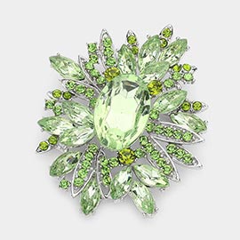 Crystal Flower Leaf Cluster Pin Brooch