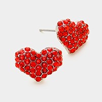 Crystal pave heart stud earrings