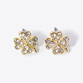 Crystal Paved Clover Stud Earrings